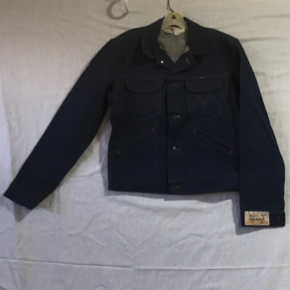 Vintage Maverick Blue Bell Denim Jacket Size Blue Dark Wash Made In Usa